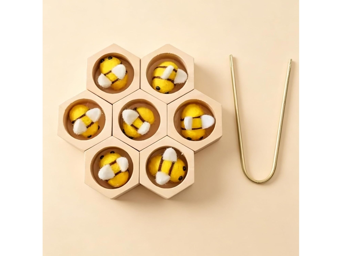 Conjunto De Colmeia Madeira, Brinquedo Montessori Classificação E