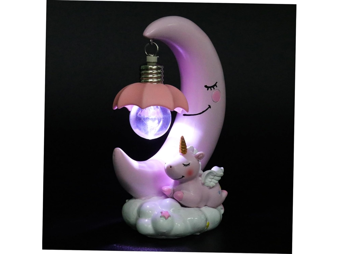 Abajur de Cabeceira Unicórnio Lua em Resina, Luz Noturna Decorativa para Meninos e Meninas, Presente para Quarto de Menina SFUSHOS