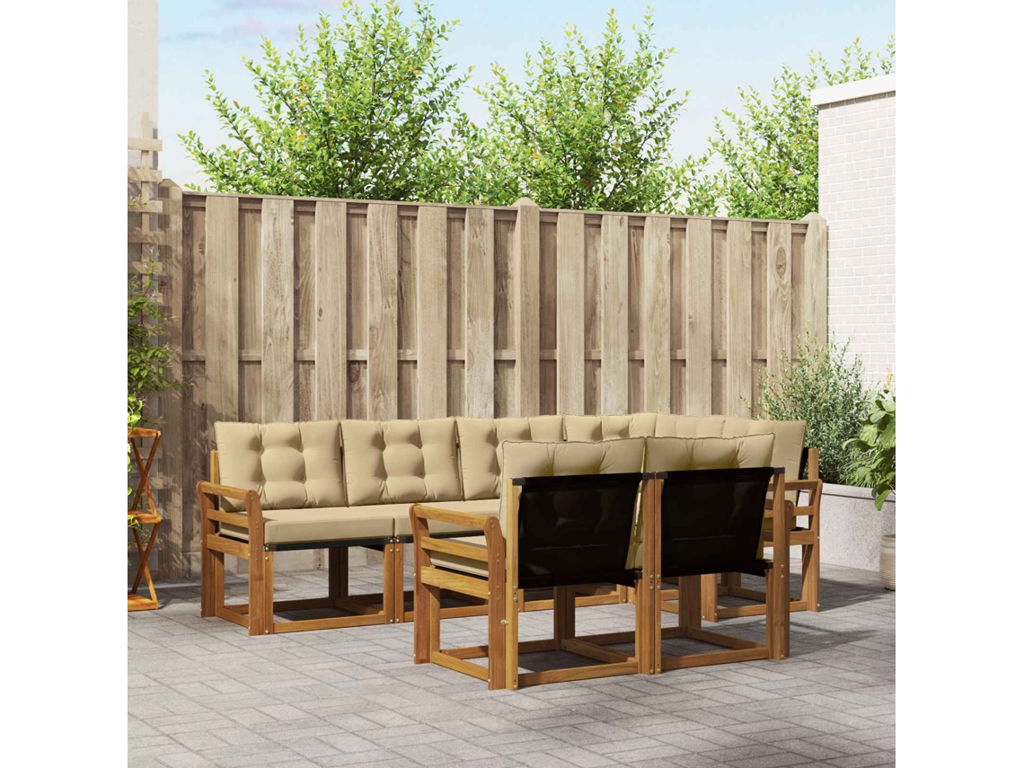 Vidaxl Conjunto De Sofás Para Exterior 7 Unid. Natural E Bege