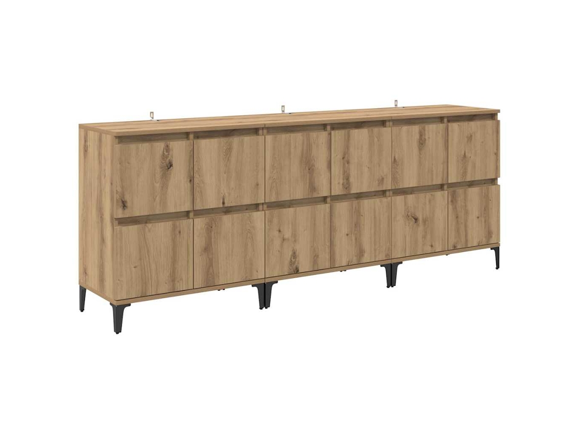 Conjunto 3 Buffet De Madeira Vidaxl Castanho Derivados De Madeira (60 X 35 X 70 Cm)