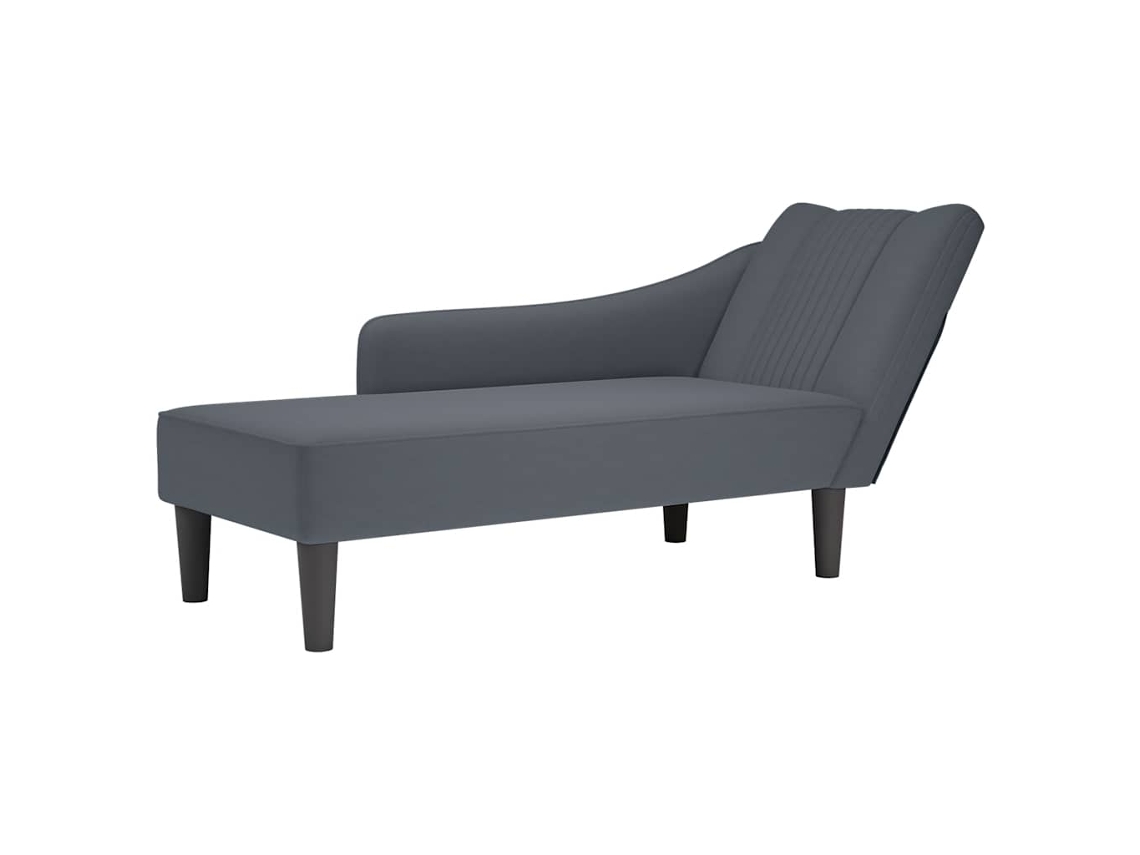 Vidaxl Chaise Lounge Com Apoio De Braço Direito Veludo Cinzento Escuro