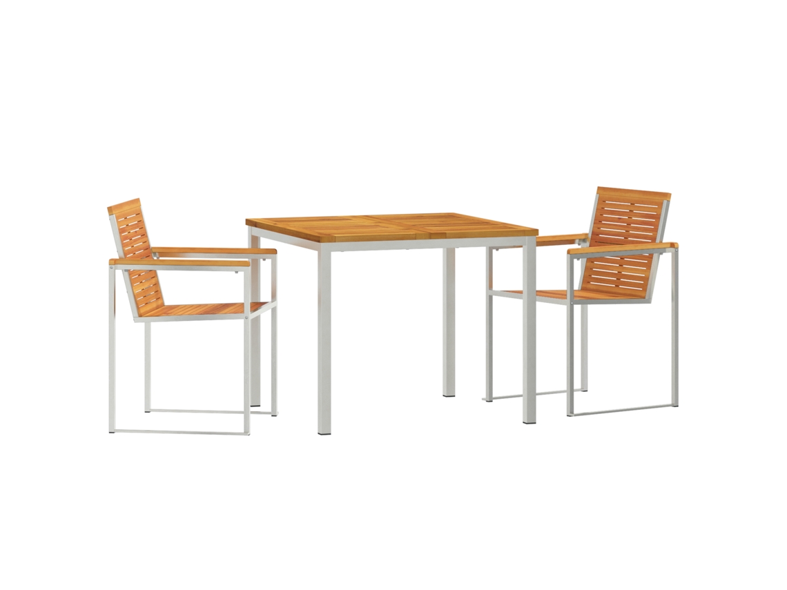 Conjunto 3 Conjunto De Jantar Para Exterior Vidaxl Castanho Madeira De Acácia Maciça (90 X 90 X 75 Cm)