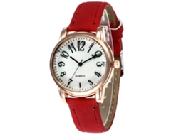 Relógio de Pulso Feminino de Quartzo com Pulseira de Couro Pu Estilo Fashion Redondo