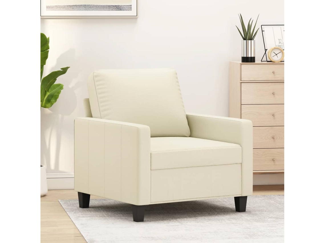 Vidaxl Poltrona 60 Cm Couro Artificial Creme