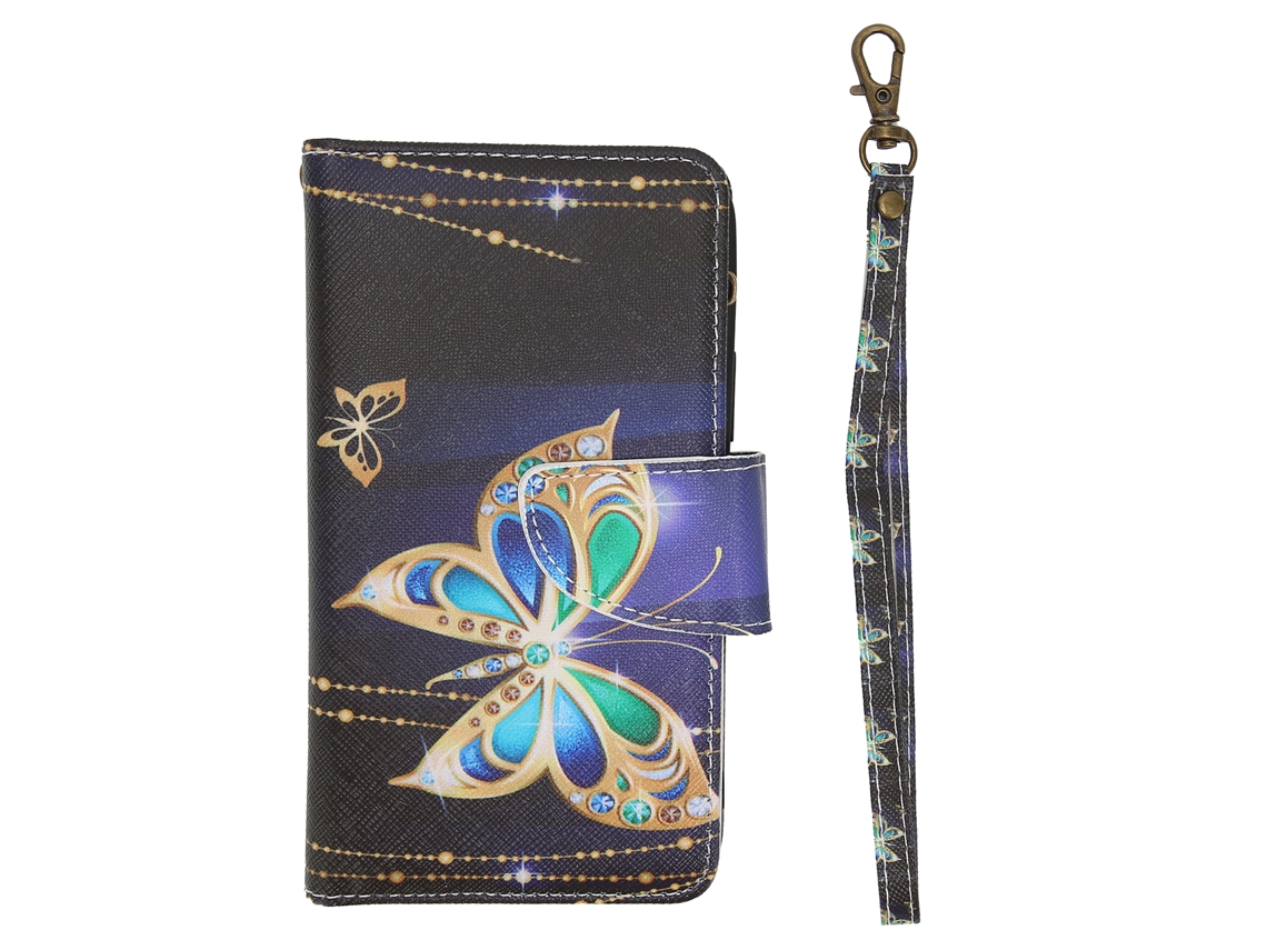 Bolsa com fecho zipper pintada para iPhone 12 Pro large butterfly EOOCOO