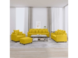 Vidaxl 4 Pcs Conjunto De Sofás Com Almofadões Veludo Amarelo