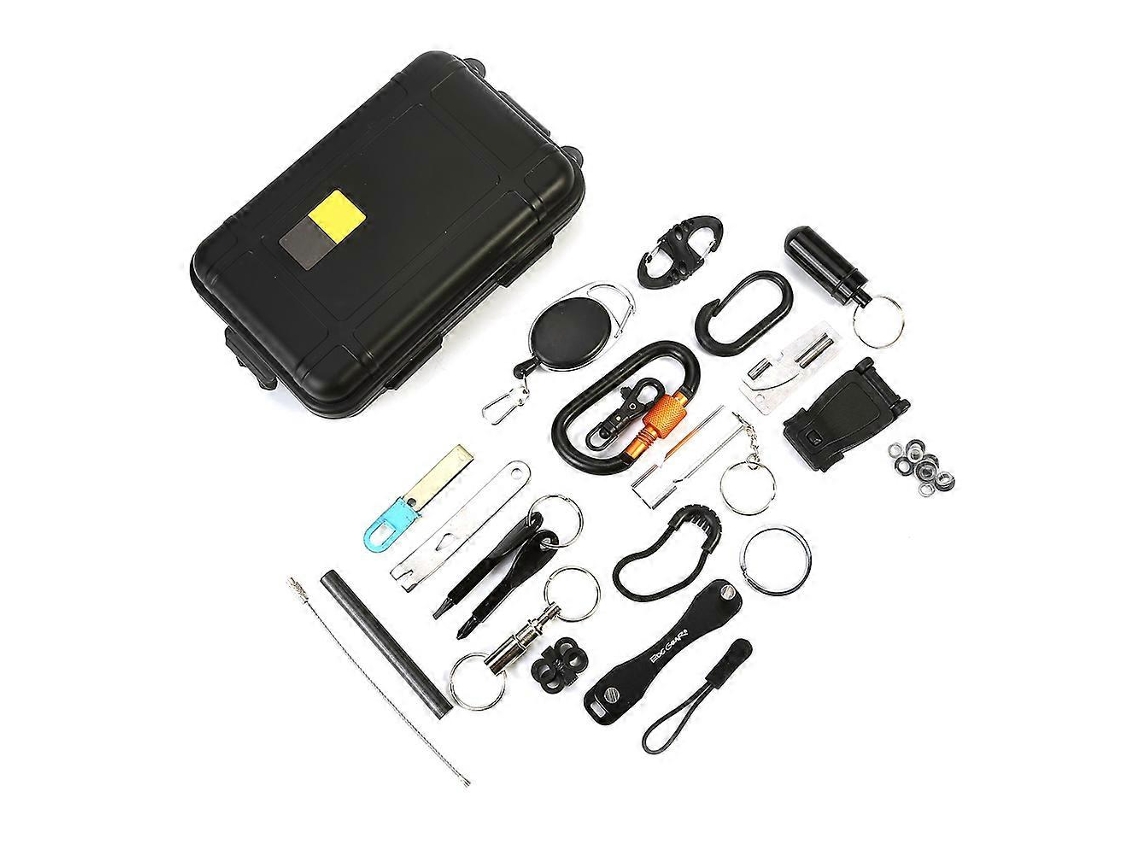 Kit De Sobrevivência De Emergência Multifuncional Com 22 Peças E Estojo De Transporte Para Atividades Ao Ar Livre.