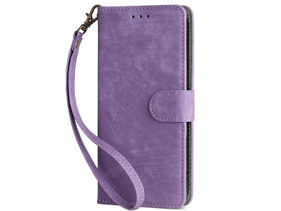 Capa Flip Para Celular, Capa Completa Em Couro.roxo Com Cordão - Xiaomi Poco X7 Pro