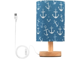 Abajur De Cabeceira Kcldeci Com Âncora Náutica Azul Para Quarto, Estilo Casa De Campo, Mesa De Cabeceira, Luminária De