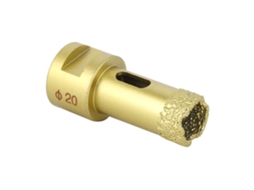 Broca diamantada para serra copo em granito, cerâmica e concreto, 20 mm, M14, para soldagem a vácuo.