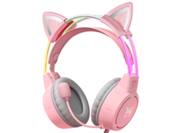 Auscultadores Bluetooth TRUMSEN X15Pro Over Ear Orelha de Gato Rosa
