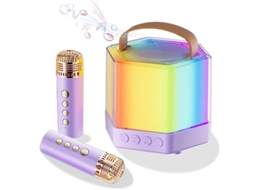 Mini Máquina De Karaokê Para Crianças E Adultos Alto Falante Bluetooth Portátil Com 2 Microfones Sem Fio Conjunto De Alto Falante De Karao Yizhood