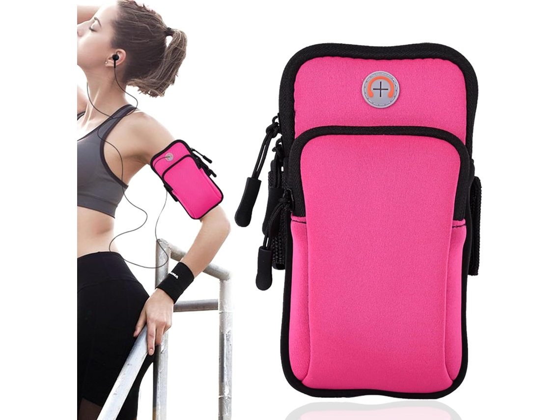 Braçadeira Esportiva Universal Para Smartphone, Ideal Para Corrida E Academia, Com Orifício Para Fone De Ouvido E Bolsos Multifuncionais - Rosrö