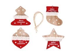 Laxiscreed Conjunto De 4 Ornamentos De Madeira Para Decoração Natalícia Festiva