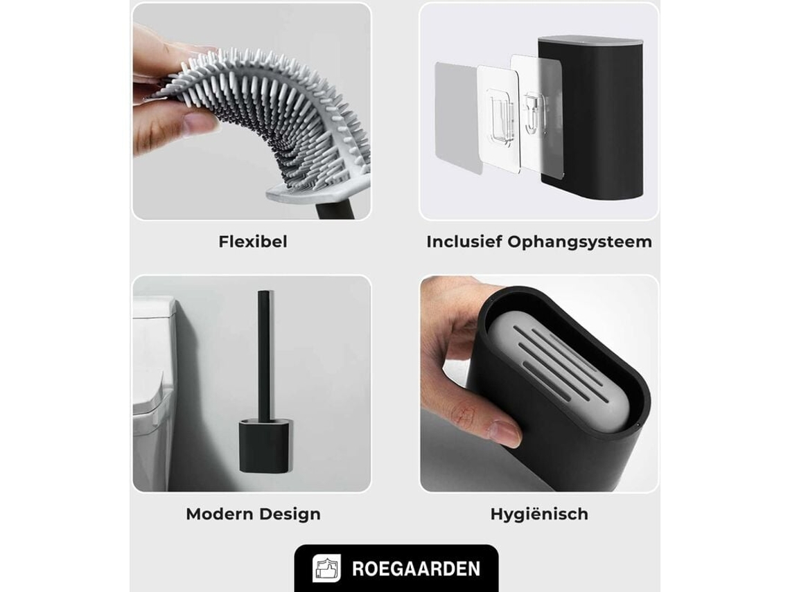 NEVEANCE Escova de Sanita em Silicone - Design Elegante, Montagem na Parede, Sem Perfuração