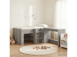 Vidaxl Cama Alta Para Crianças Com Mesa 2 Unid. Sonoma Cinzento