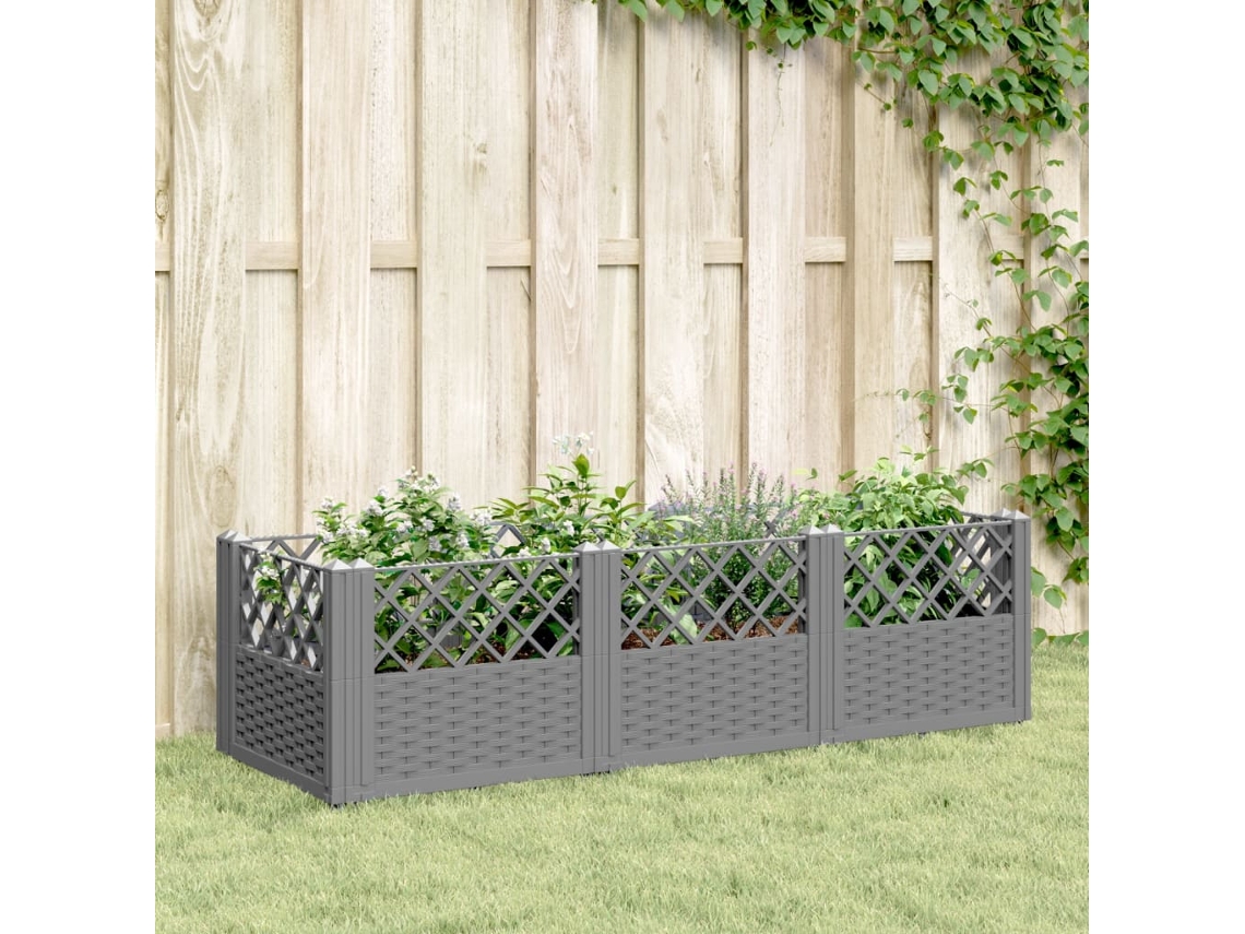 Vidaxl Vaso/floreira Jardim C/ Estacas 123,5x43,5x43,5 Cm Cinza-claro