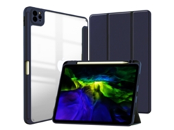 Capa PANOONA para Ipad 10.2 polegadas 2019/2021 com suporte caneta e Acrílico Transparente Azul Escuro | PANOONA