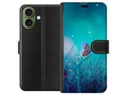 Capa Carteira Compatível Com Apple Iphone 17, Borboleta Azul