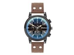 Relógio Masculino de Quartzo com Pulseira de Couro Pu e Mostrador Três Olhos Estilo Moderno