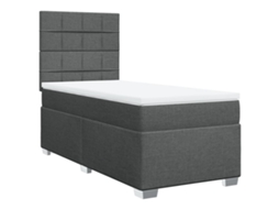 Cama com Molas e Colchão Tecido Cinzento Escuro MAISON EXCLUSIVE (90x200 cm)