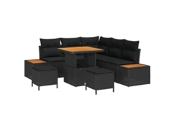 Maison Exclusive - Conjunto De Sofá De Jardim 8 Pcs Preto Rattan Sintético