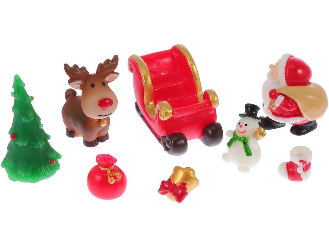 De 8 Adoráveis Enfeites De Natal Em Resina Papai Noel, Boneco De Neve, Árvore De Natal E Rena Para Escritório E Gokoco