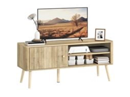 Suporte de TV com armário, compartimentos, prateleira ajustável, carvalho, 115x35x49cm | S/MARCA