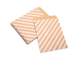 25 Bolsas De Papel Kraft Plegables Para Alimentos: Dulces, Nueces, Galletas Y Snacks Con Rayas Diagonales