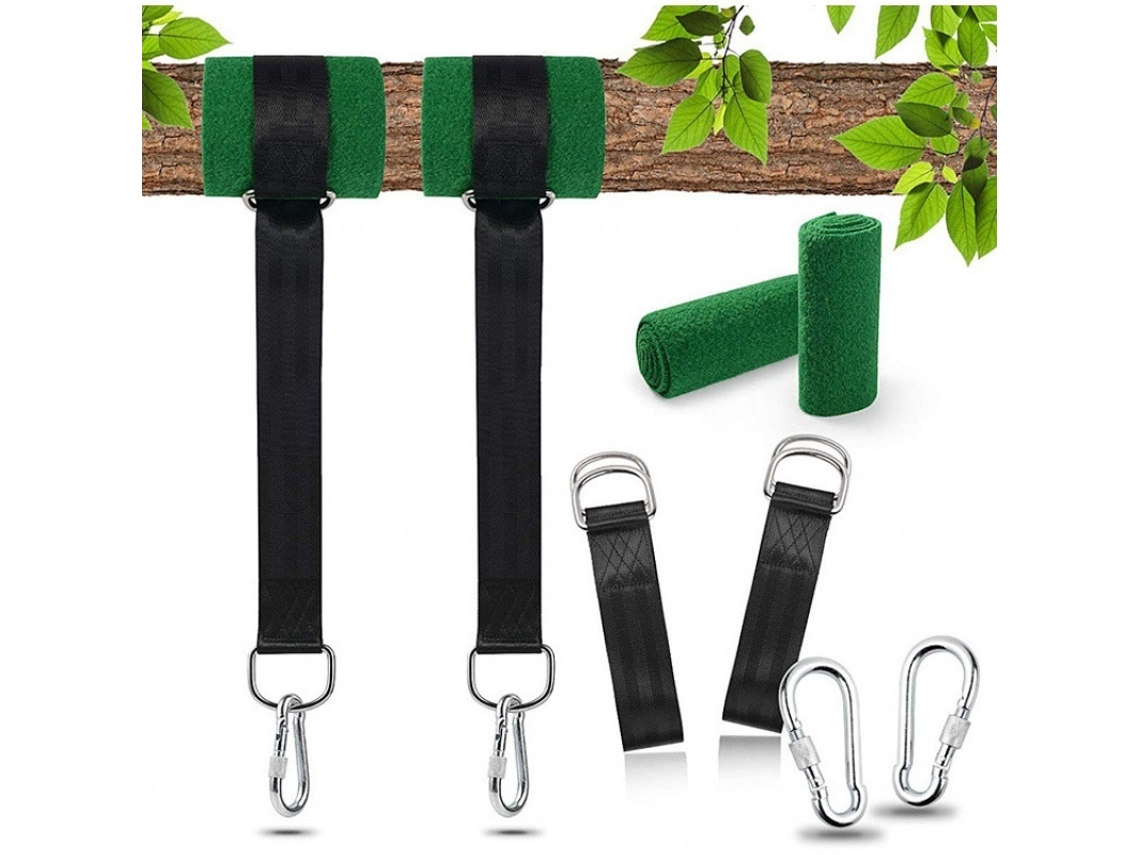Cintas Para Rede Lurelia 2 Mosquetões, 2x150 Cm Para Baloiço E Árvore Em Nylon, Uso Exterior