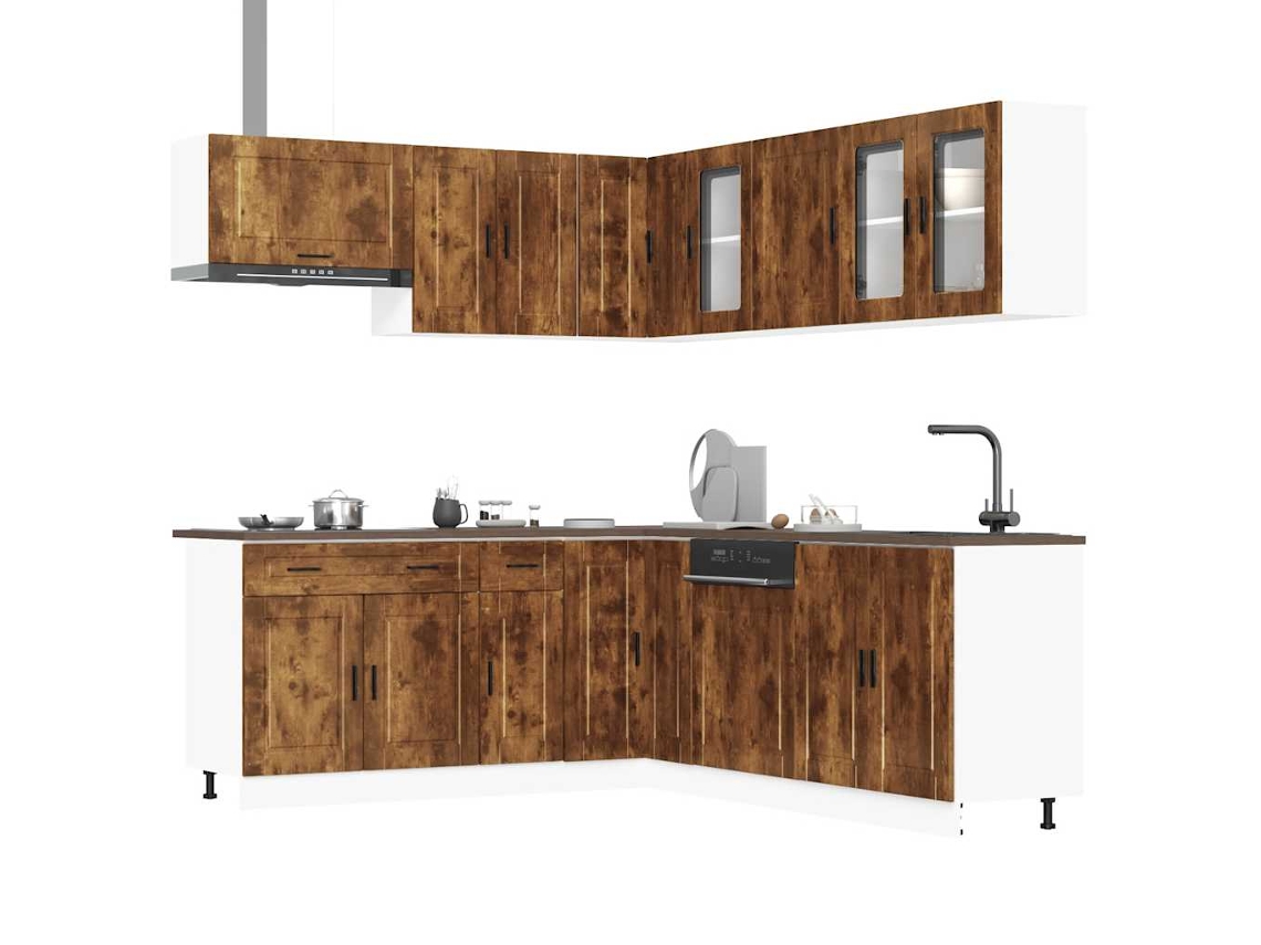 Vidaxl 11 Peças Armário De Cozinha Conjunto Porto Carvalho Fumado