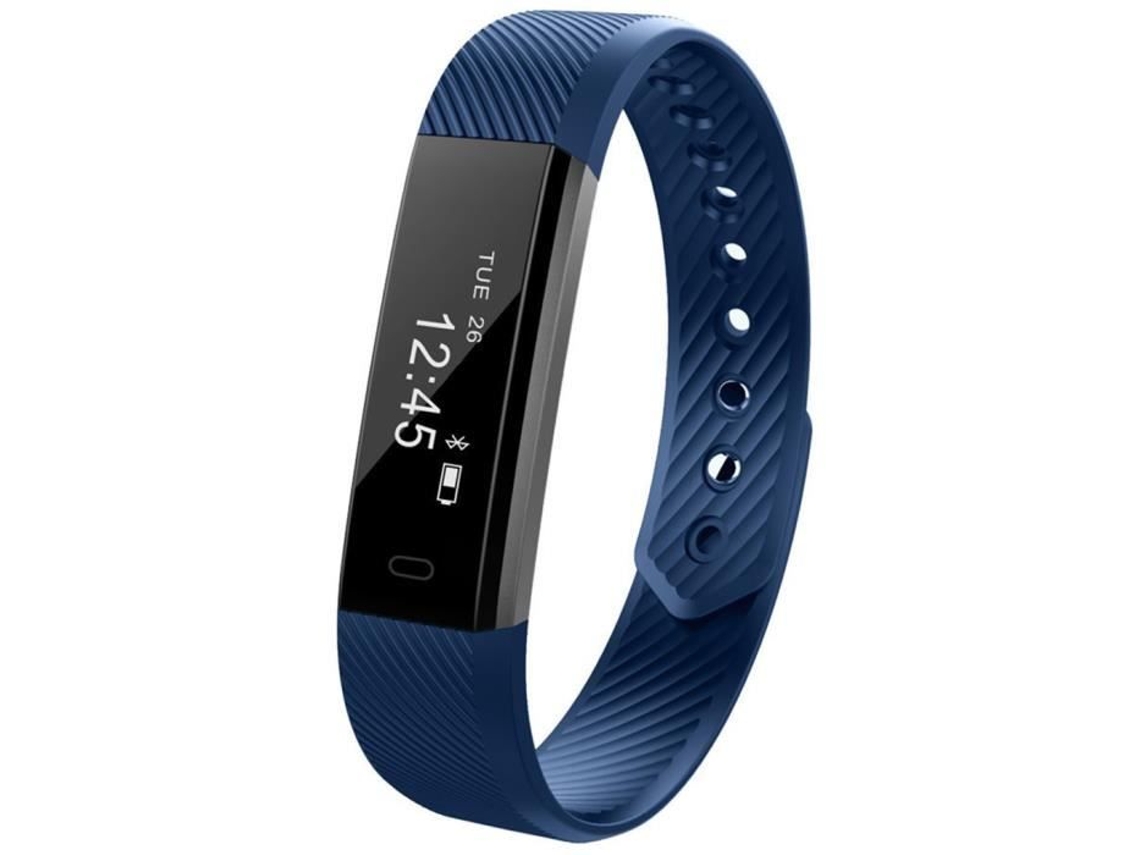 ELENXS Id115 Bluetooth Pulseira Relógio Inteligente Tela Oled de 0 86 Polegadas Smartwatch para Iphone Android Azul
