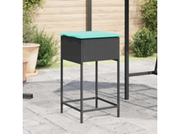 Vidaxl Banquetas De Jardim Com Almofadas, 2 Peças, Em Rattan Sintético Preto