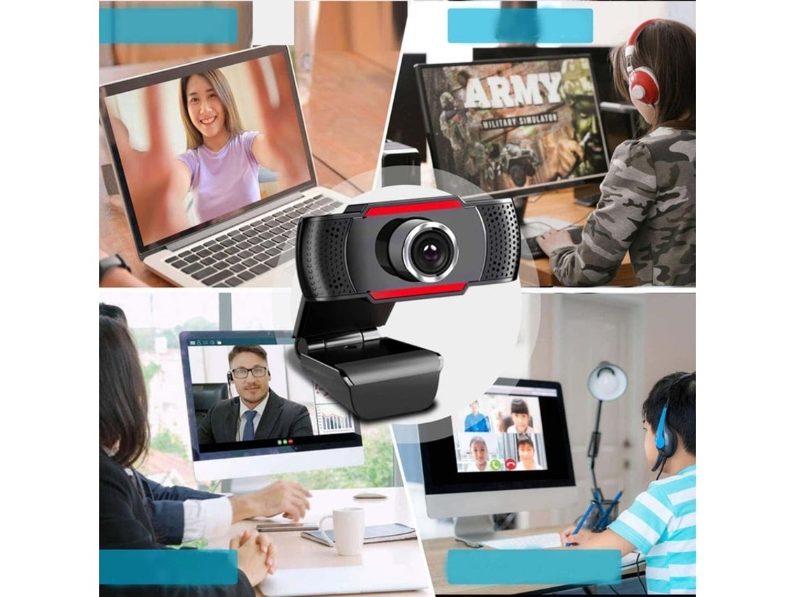 Webcam 1080p Com Microfone, Câmera Usb Hd Grande Angular De 105° Com Correção Automática De Luz, Plug And Play Para