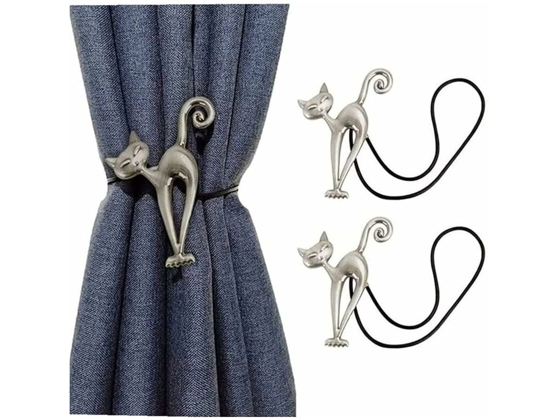 Conjunto De Cortinas Magnéticas Com 2 Peças Lindo Fivela Para Cortina Estampa Gato Acessórios Sala Estar Aquaforge