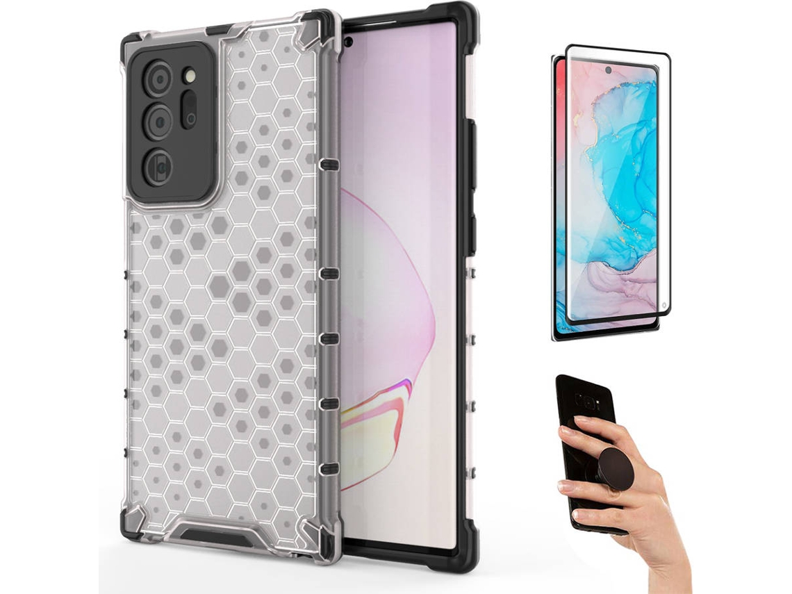 Kit Capa e Película Vidro Curvada Samsung Note 20 Ultra Rumble Y Popsocket