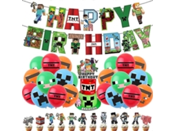 Decoração Para Festa De Aniversário Com Tema Minecraft, Acessórios, Balões, Kit, Banner, Decoração Para Bolo