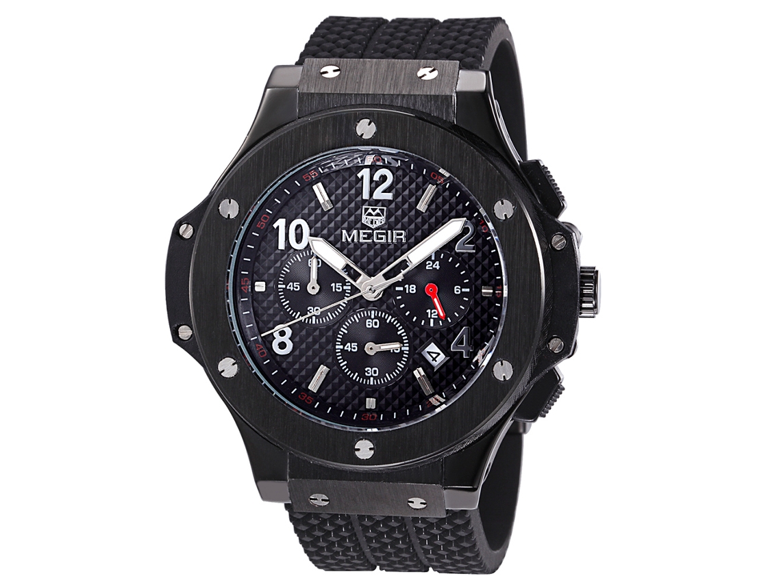 Reloj Deportivo Analógico De Cuarzo Para Hombre Con Correa De Silicona Y Fecha Negro