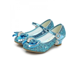 2026 zapatos de Couro para Meninas Princesa com Glitter Salto Alto Laço Borboleta Tamanho 26 29 Vinte e Nove Azul