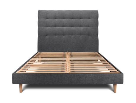 Cama com Cabeceira Estofada SOMMEIL_DE_PLOMB Tecido Preto (200x200cm)