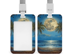 Porta Crachá Noite Na Praia, Porta Crachá Personalizável, Porta Label De Identificação À Prova D Água, Estojo