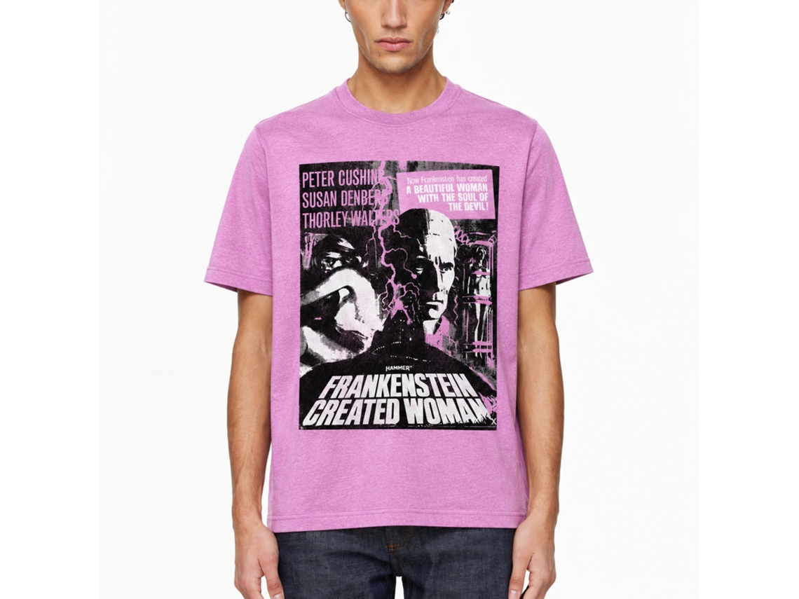 Rockinstone Horror Movies Frankenstein Woman Poster Heather Neon Purple Adult T-shirt Size:s