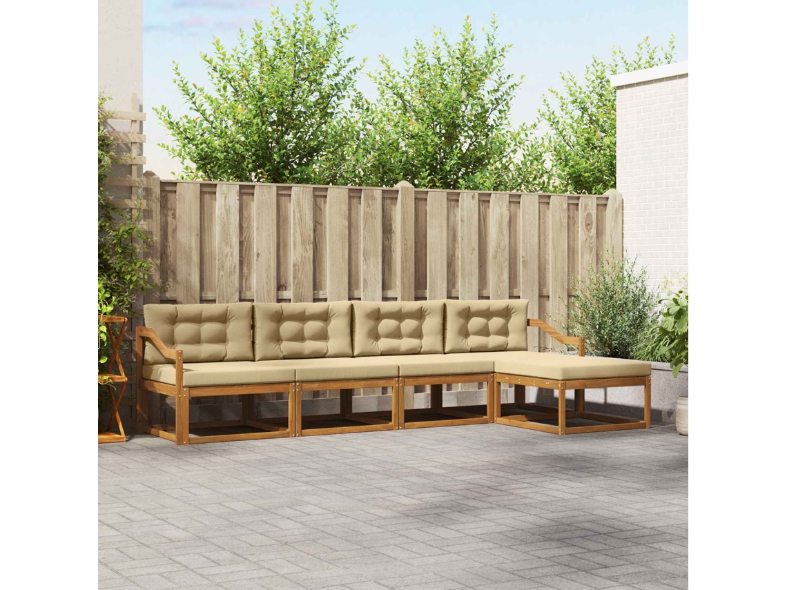 Vidaxl Conjunto De Sofás Para Exterior 5 Unid. Natural E Bege