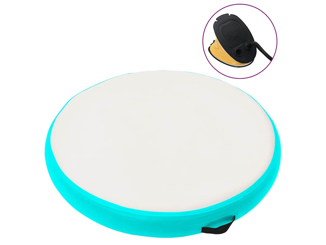 Vidaxl Tapete De Ginástica Insuflável Com Bomba 100x100x10cm Pvc Verde
