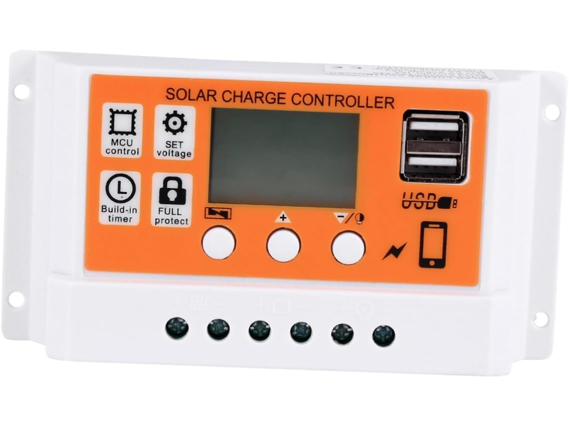 Controlador Solar Pwm Abs Laranja De 12v 30a Com Display Digital