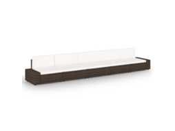 Pcs Conjunto Lounge P/ Jardim C/ Almofadões Vime Pe Castanho Dkd Home Decor