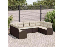 Vidaxl Conjunto de Sofás 9 Pcs Castanho Rattan de Polipropileno