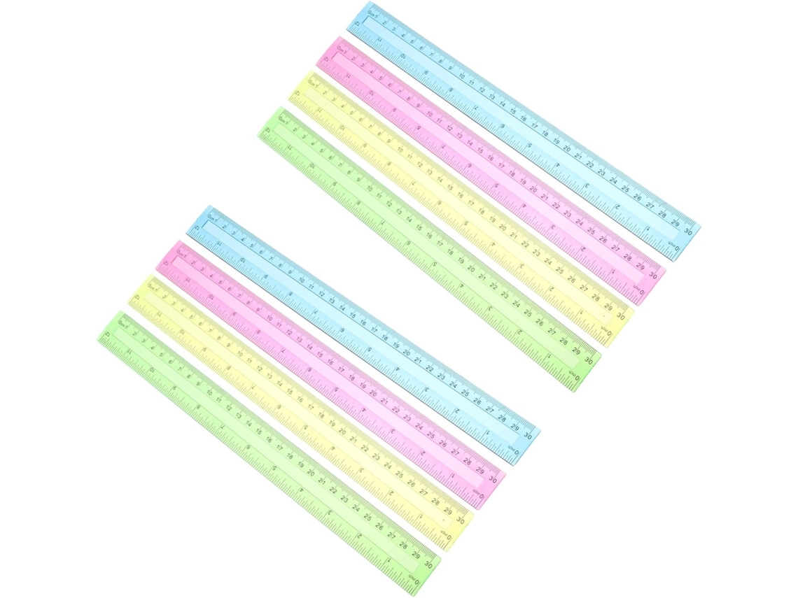 Conjunto De 16 Réguas De Plástico Transparente Para Estudantes E Uso