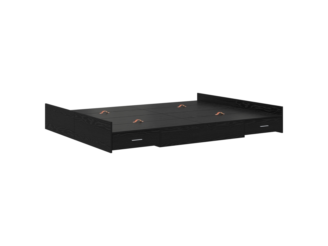 Conjunto 1 Estrutura De Cama Moderna Vidaxl Preto Madeira De Pinho Maciça (135 X 190 Cm)