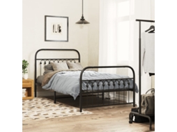 Estrutura De Cama Com Cabeceira E Pés 100x200 Cm Metal Preto